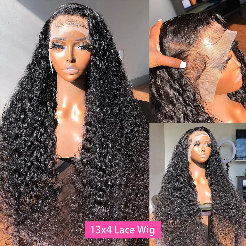 curly wig 100% human hair wigs hd lace wig 13x6 lace frontal wig deep wave water wave