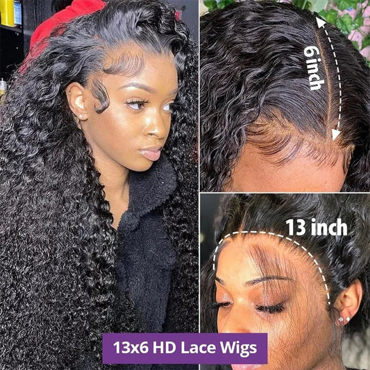 curly wig 100% human hair wigs hd lace wig 13x6 lace frontal wig deep wave water wave