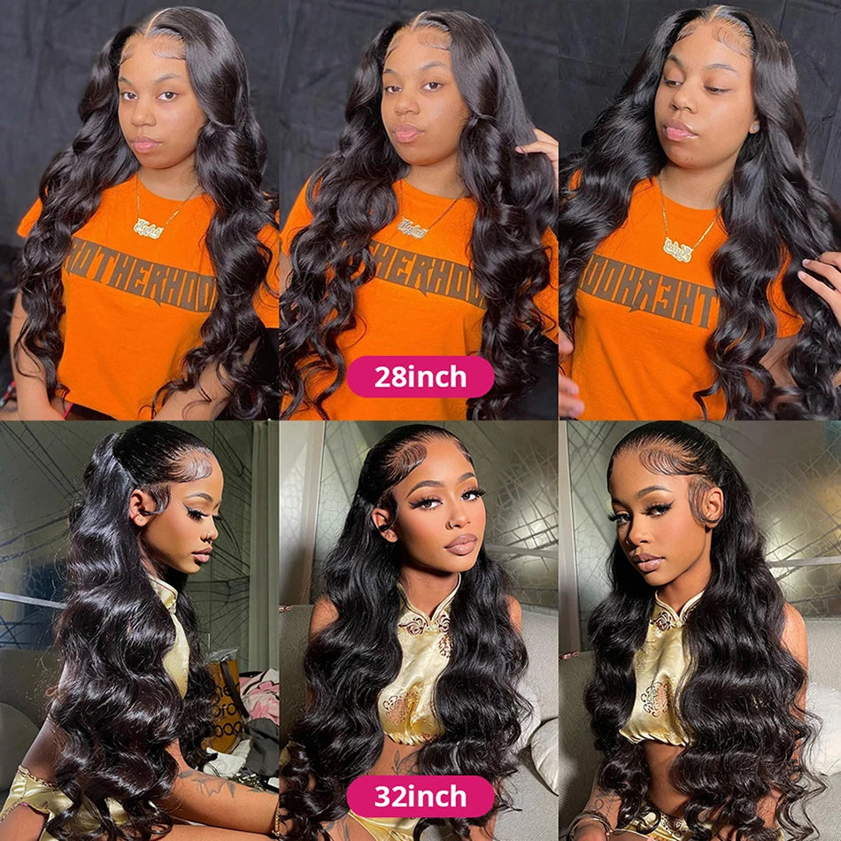 13x6 13x4 Natural HD Lace Frontal Human Hair Wigs Body Wave Pre Plucked